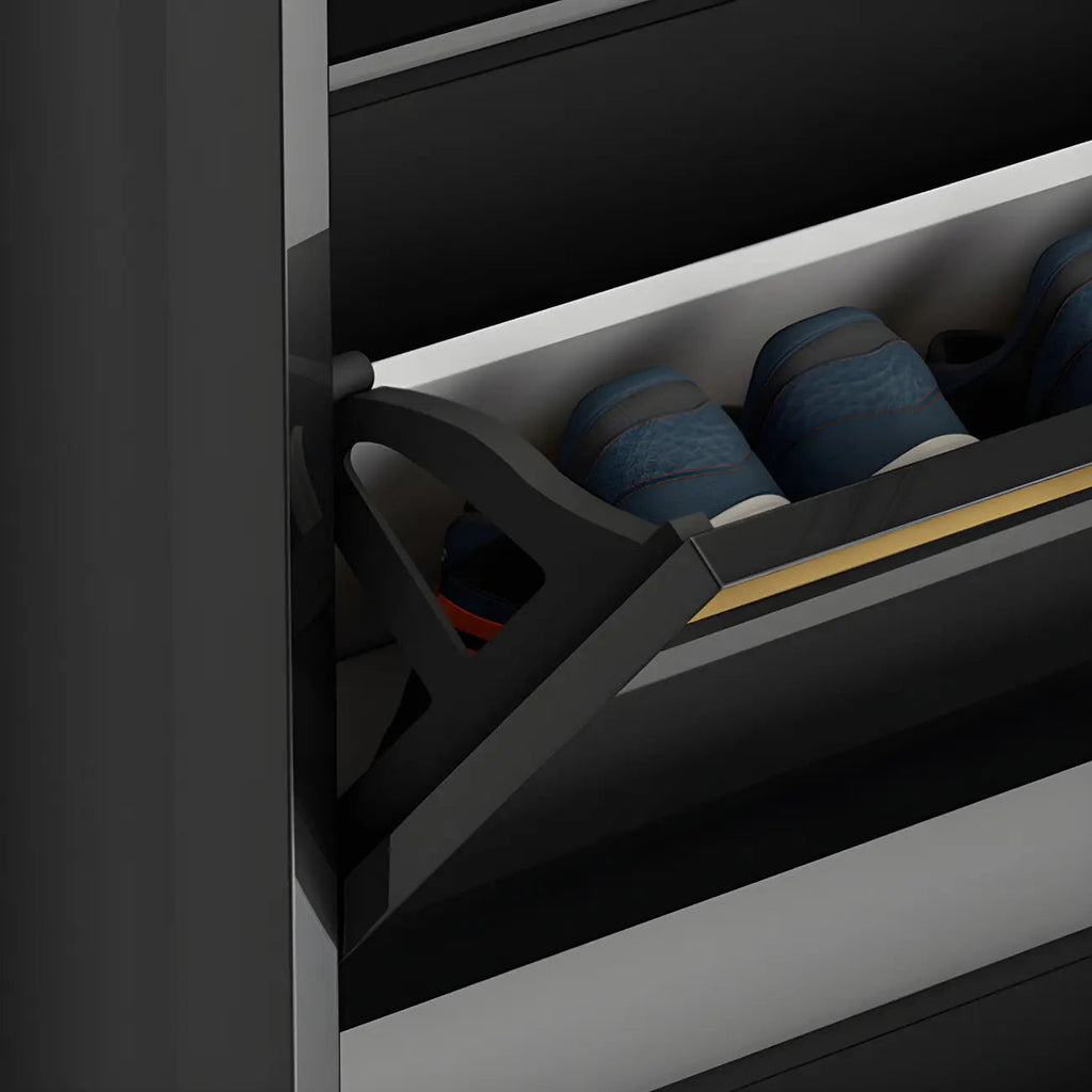 Entryway Glam Black Shoe Storage with Adjustable Shelves
