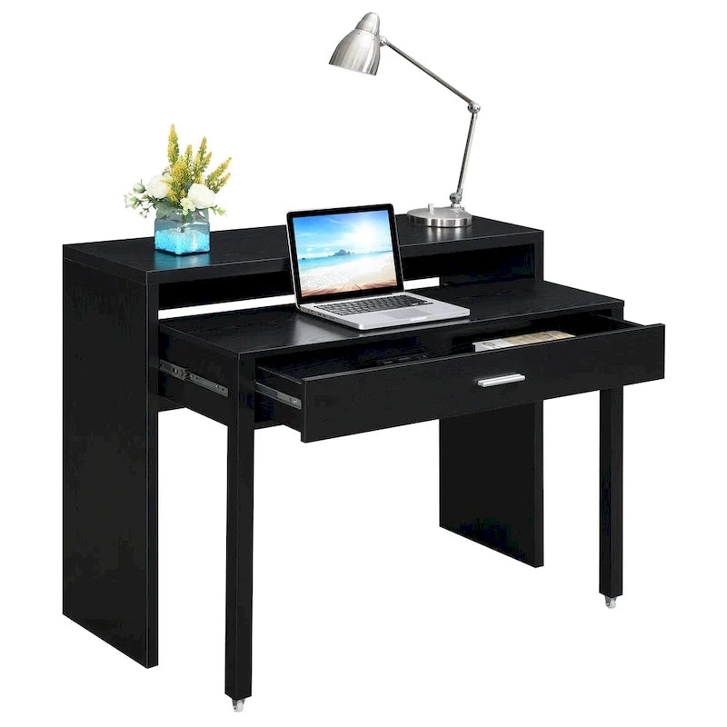 Convenience Concepts Newport JB Console/Sliding Desk with Drawer and Riser
