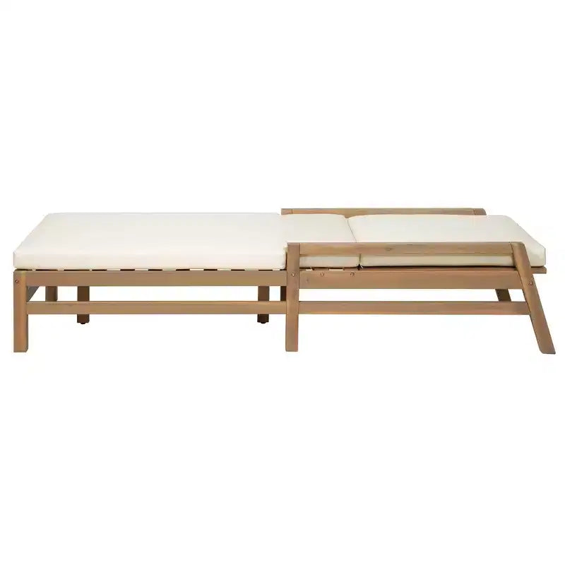 Merax 5-Position Acacia Outdoor Chaise Lounge with Thick Cushions