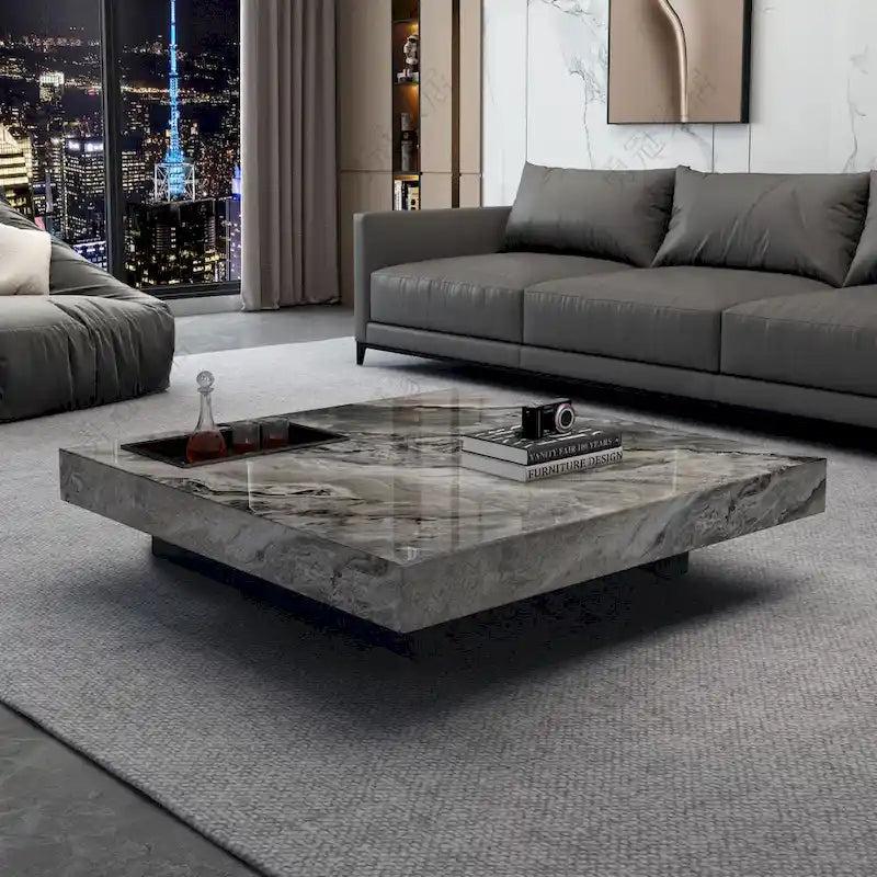 Light Luxury Sintered Stone Square Coffee Table