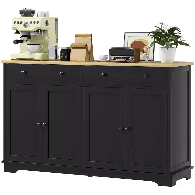 HOMCOM Sideboard Buffet Cabinet with Storage, Modern Kitchen Cabinet with 4 Doors, 2 Drawers and 2 Adjustable Shelves, Coffee Bar Cabinet