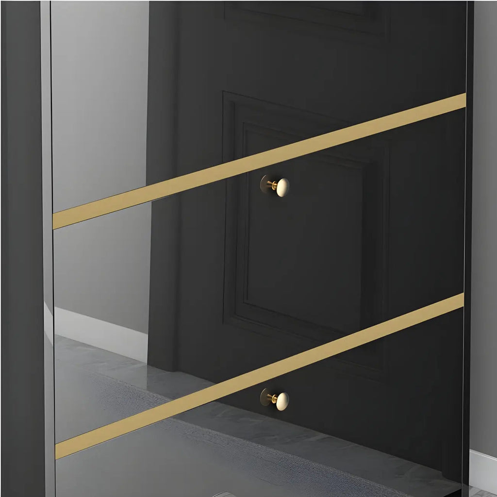Entryway Glam Black Shoe Storage with Adjustable Shelves