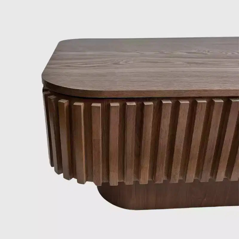 JVNOXK 38.6 Fluted Lift-Top Coffee Table with Storage, Solid Wood Veneer Adjustable Height Modern Accent Table for Living Room, Bedroom, Walnut
