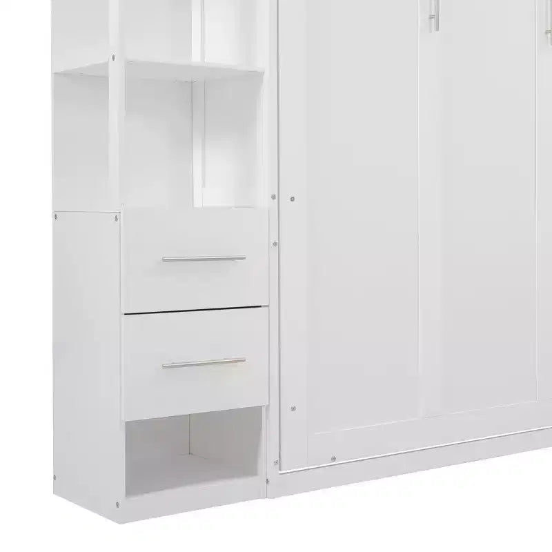 Luxystar Queen Murphy Bed with Storage Shelves, 4 Drawers and Lights