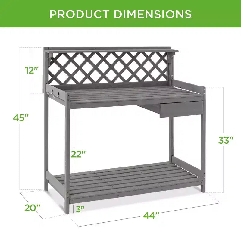 Best Choice Products Outdoor Wooden Garden Potting Bench, Workstation Table w/ Cabinet Drawer, Open Shelf