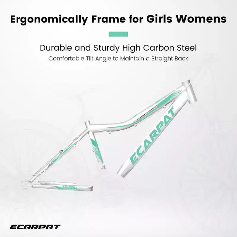 Zeus & Ruta 26 Mountain Bike with 21-Speed Gear, Front Suspension, V-Brake, Carbon Steel Frame Bicycle for Teens and Women