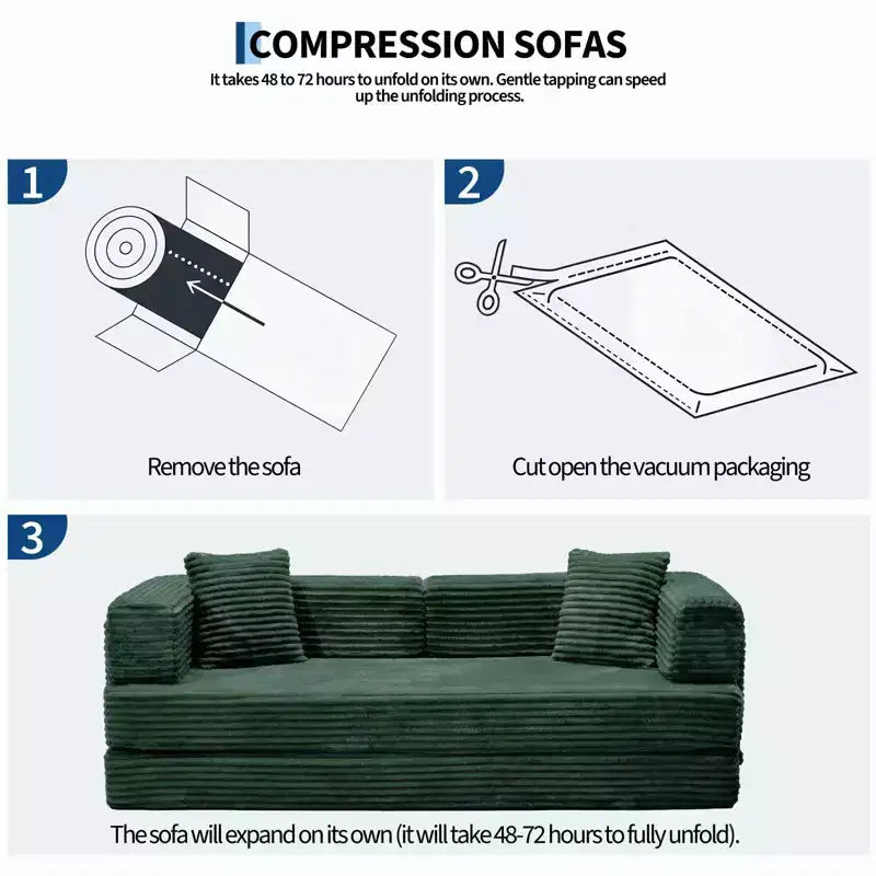 80.7 5-in-1 Convertible Sleeper Sofa Bed aï¿?Corduroy, 1200 lbs, No Assembly
