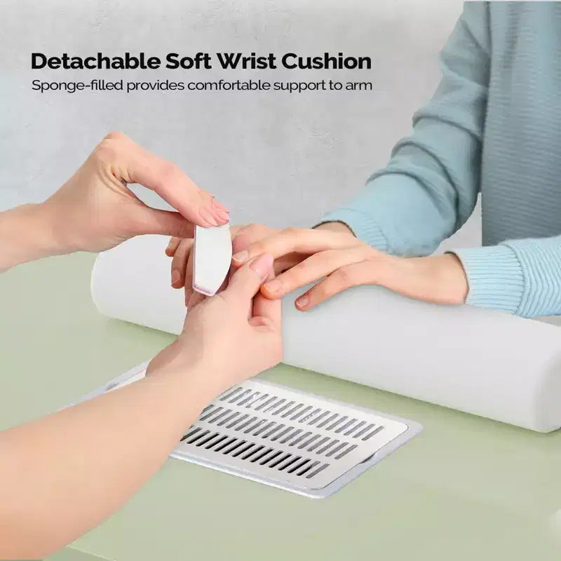 42.5 in. White MDF 3-Drawer Manicure Table Nail Desk with Storage, Doors, Electric Dust Collector