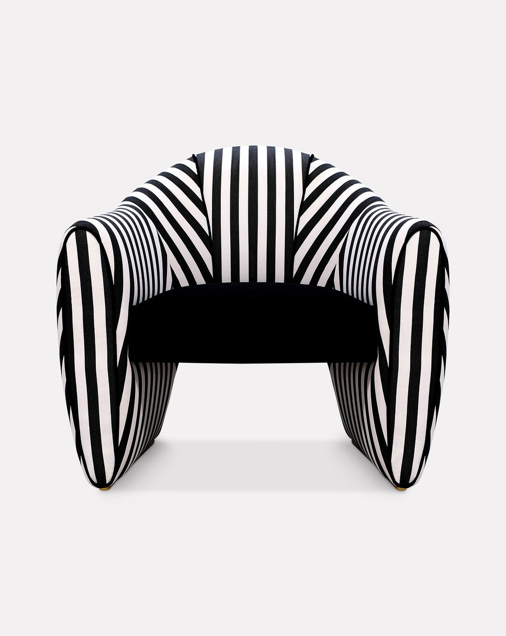 Striped Velvet Satin Sculptural Armchair