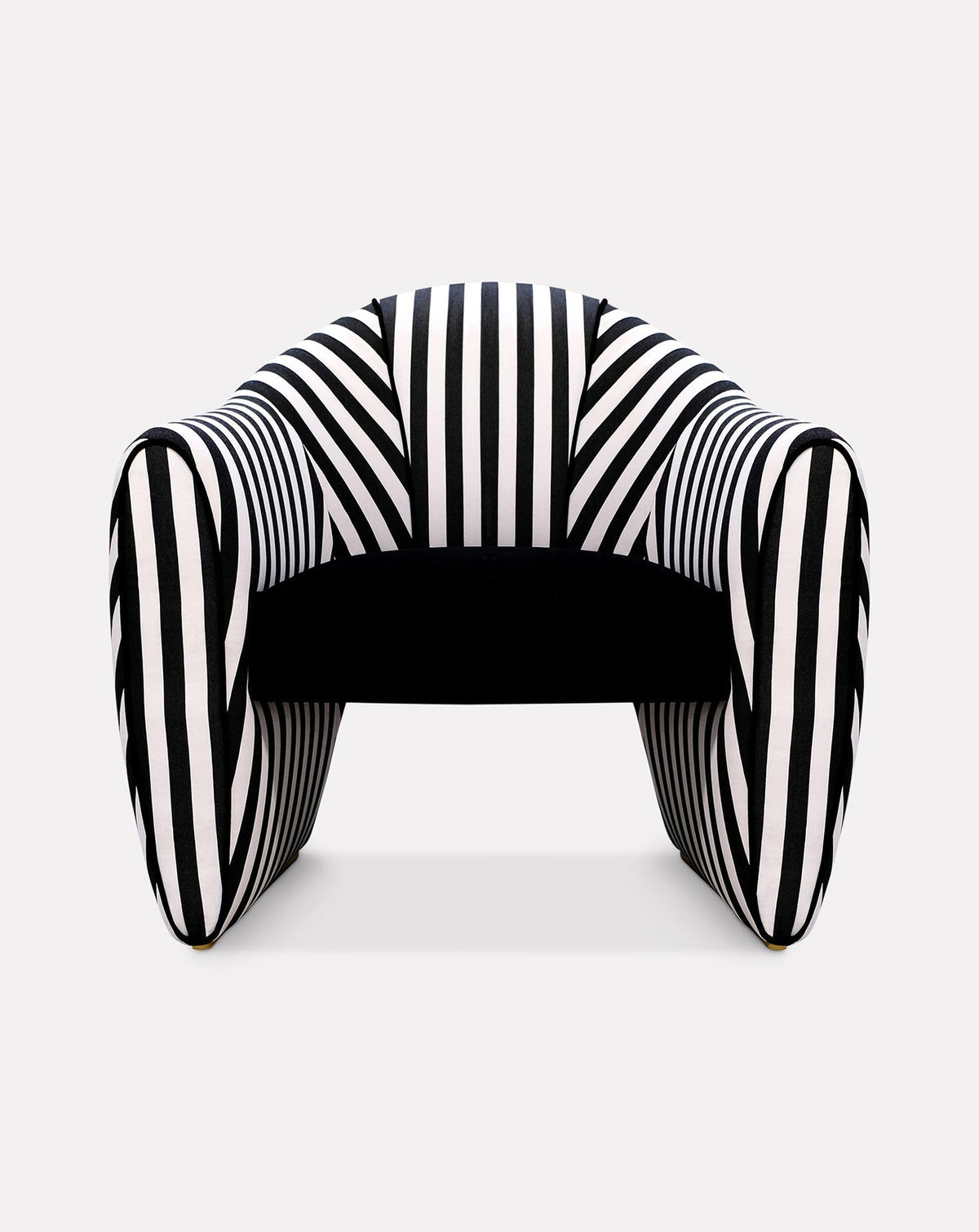 Striped Velvet Satin Sculptural Armchair