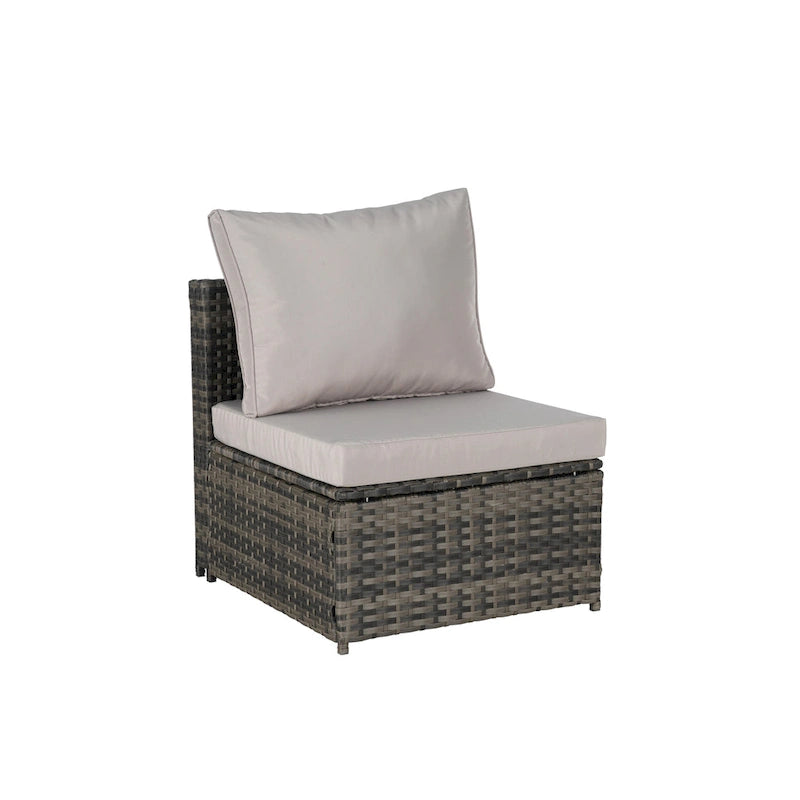 6-Piece Wicker Sectional Sofa Set with Corner & Glass Table