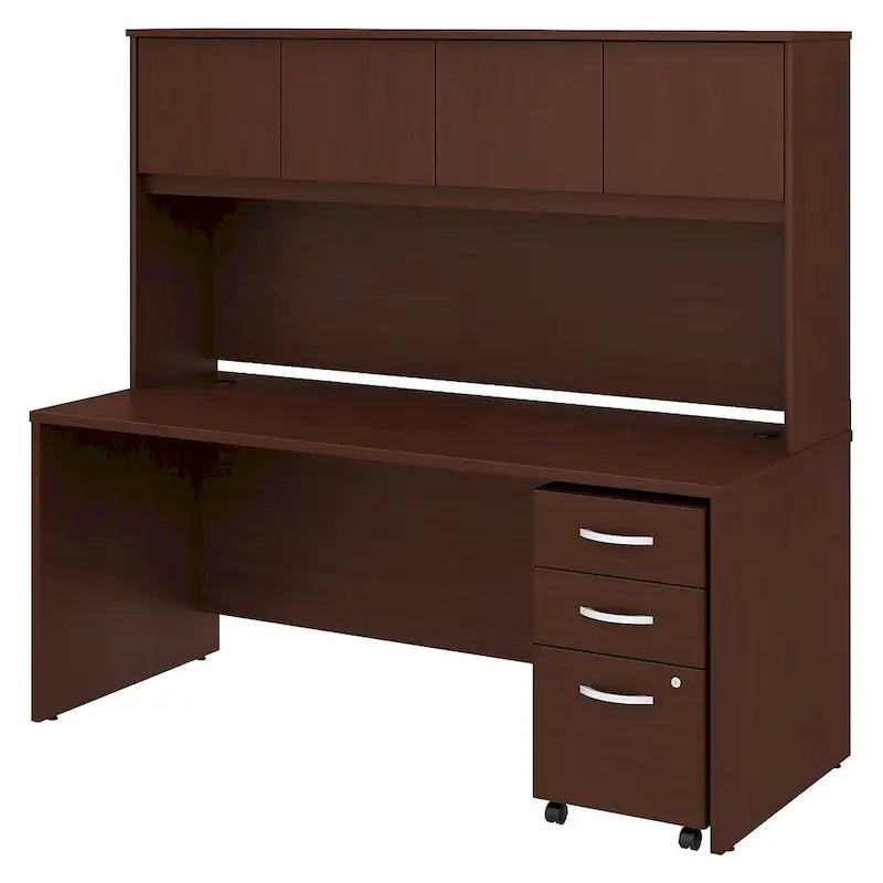 72 Office Desk with Hutch & 3-Drawer Mobile File Cabinet