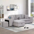 104.5 Reversible L-Shape Sleeper Sectional with Storage Chaise & 2 Stools - Convertible 3-Seat Sofa Bed for Living Room