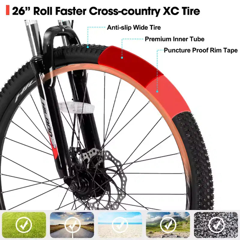HILAND 26 Mountain Bike for Men Women, 3/6/Multi-Spokes Wheel, 18 Speeds