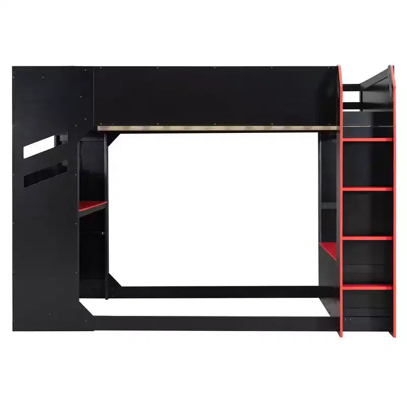 Loft Bed with Height-Adjustable Desk, RGB Lights and Storage, Full Size Space-Saving Bed for Teens & Adults
