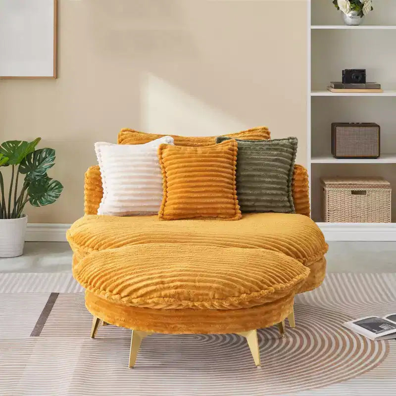 Modern Accent Chair with Ottoman, Upholstered Oversized Single Sofa Couch, Deep Seat Lounge Chair with Footrest for Bedroom Living Room Office