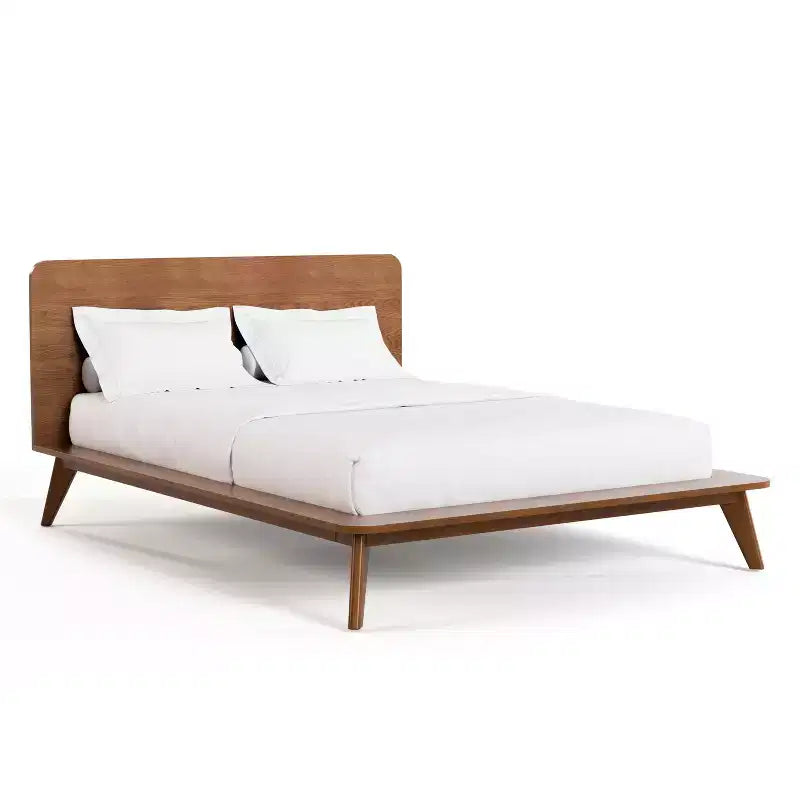 HOMES: Inside + Out 3pc Riverstone Mid-Century Wood Platform Bedroom Set with 2 Nightstands Walnut