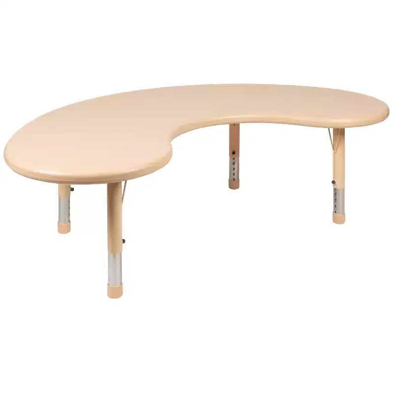 Emma and Oliver 35W x 65L Half-Moon Plastic Height Adjustable Activity Table Set with 4 Chairs
