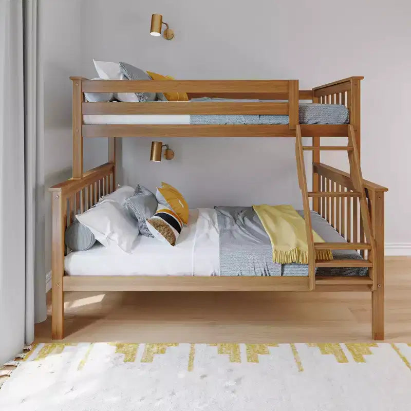 Max & Lily Bunk Bed Twin over Full Size, Solid Wood Bunk Beds with Ladder for Kids