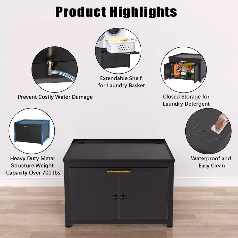 Socle robuste pour lave-linge et sèche-linge en métal, noir/blanc – Unité simple, anti-vibration