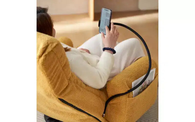 Floor Gaming Chair, Swivel Floor Lounge Chair with Armrests & Phone Holder, 5 Position Adjustable Folding Gaming Lounge Chair