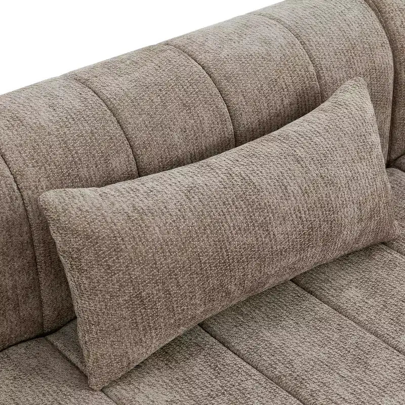 145.5 Modern Convertible Sectional Sofa, Upholstered 4-Seater Sectional Sofa with Compressed Sponge, Living Room L-Shaped Sofa-Panipeachy