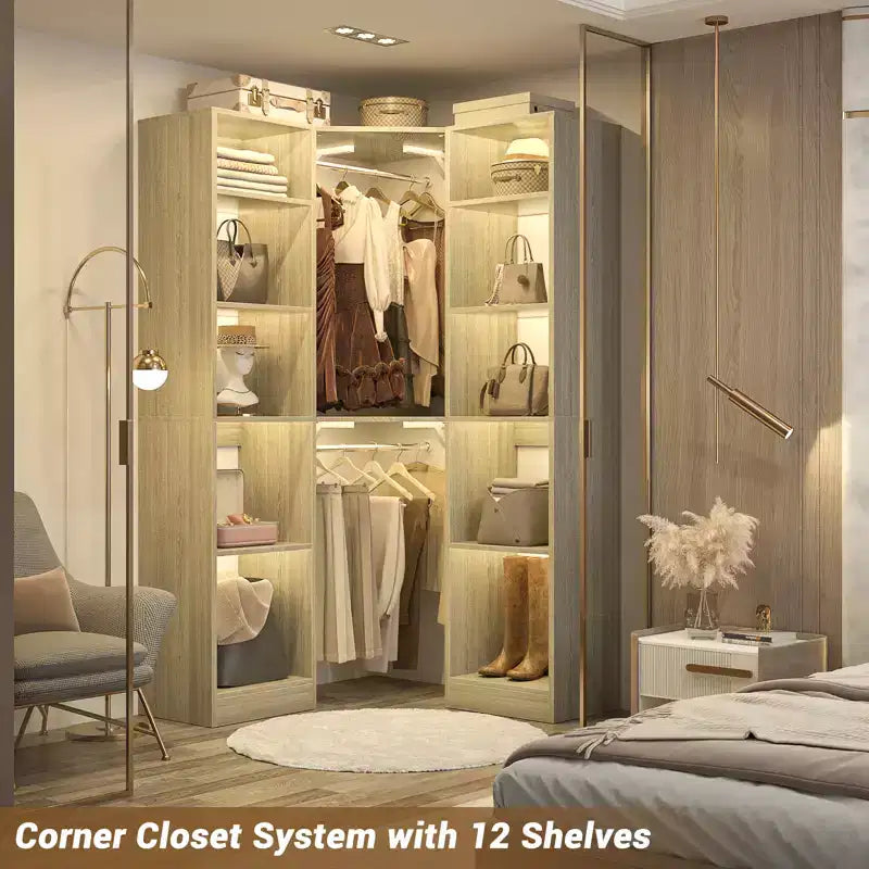 Besiost Corner Closet System with 12 Shelves