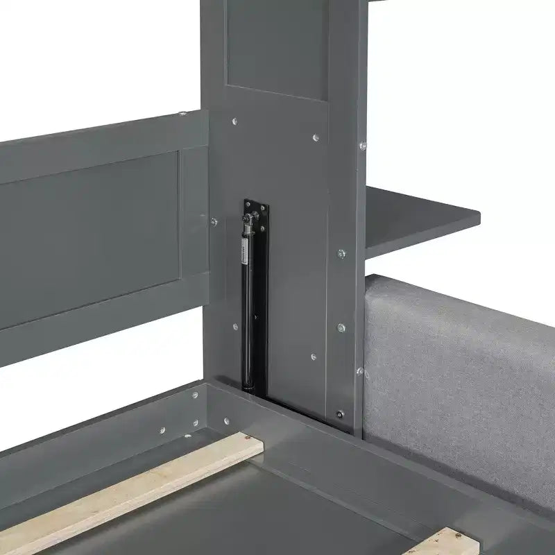 Queen Murphy Bed Wall Bed with Sofa, Queen Size Cabinet Bed Folding Wall Bed with Bookshelf and Shelves for Guest Room Office