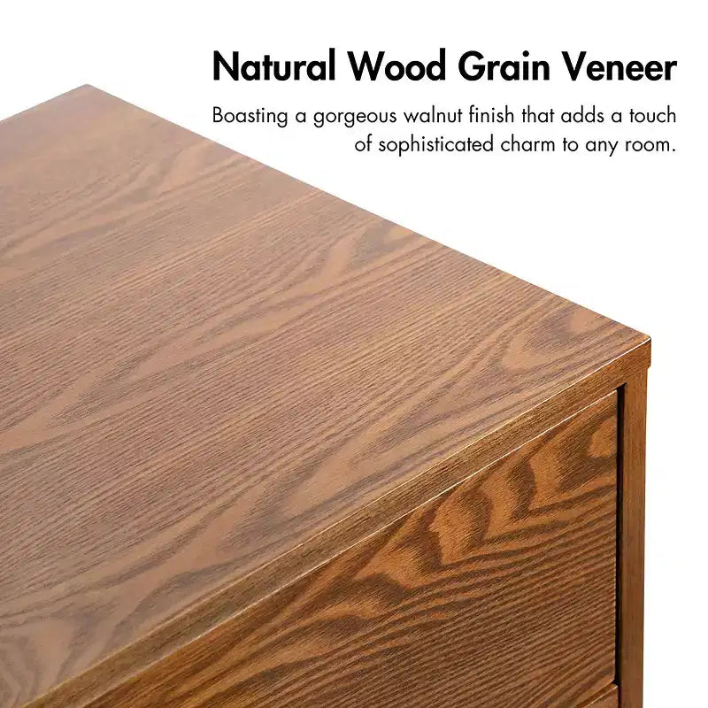HOMES: Inside + Out 3pc Riverstone Mid-Century Wood Platform Bedroom Set with 2 Nightstands Walnut