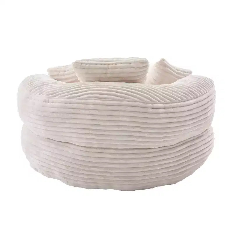 Bean Bag Sofa for Adults Kids, Oversized Corduroy Bean Bag Chair with 3 Pillows & Armrest for Living Room Bedroom