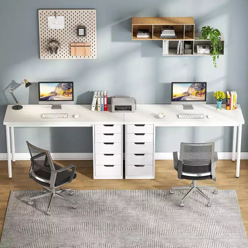 Lantine Computer Desk with 5 Drawers, 47 inches Modern Simple Home Office Desk Study Writing Table for Small Spaces