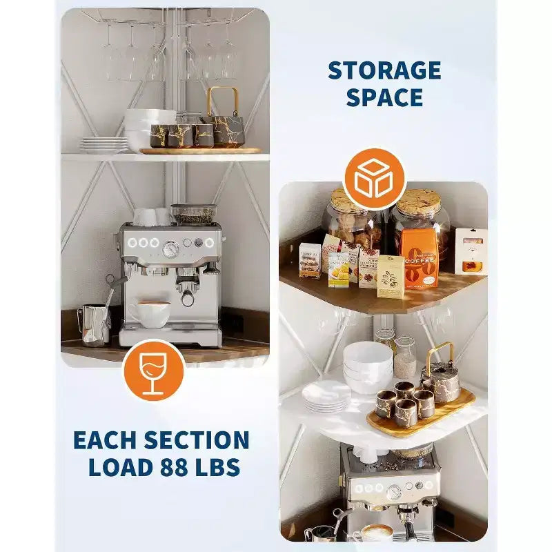 Garvee 5-Tier Corner Bar Cabinet, 71.5 Tall Liquor Cabinet with LED Lights for Home