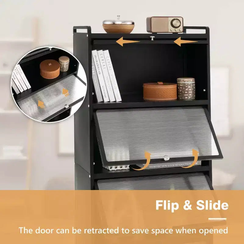 Costway 5-Tier Kitchen Bakers Rack Storage Cabinet Mobile Microwave Stand Flip-up Doors White/Black/Grey/Green