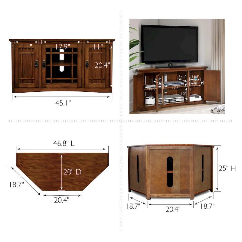 Leick Home Solid Wood Mission Corner TV Stand