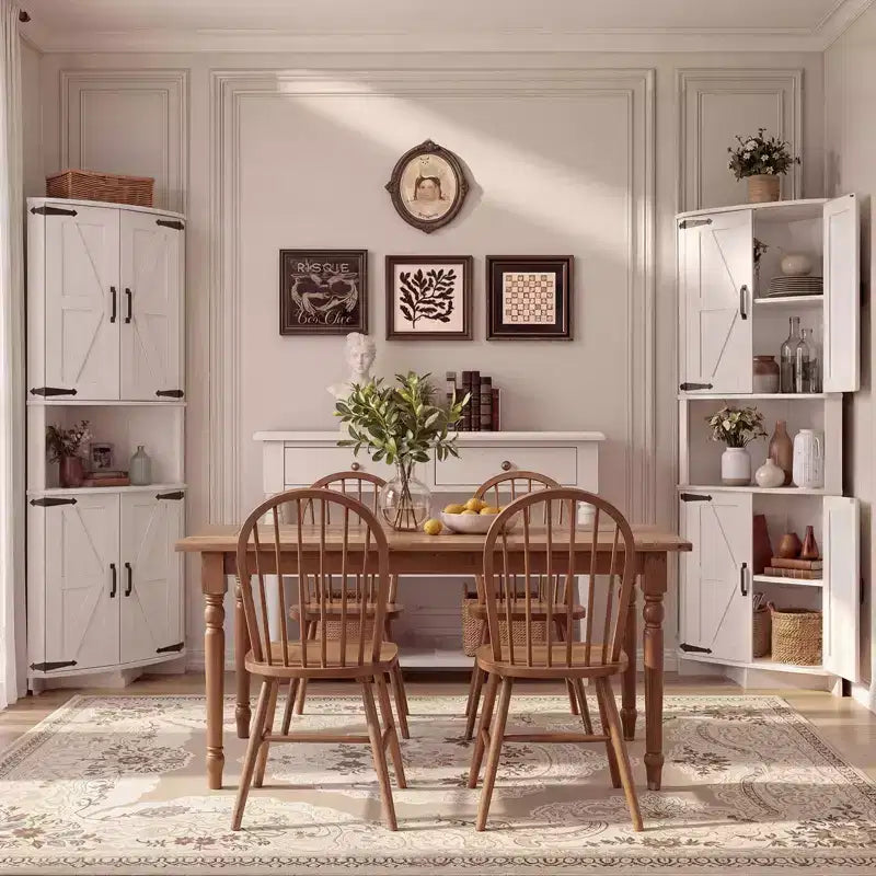 COZONY 65 Farmhouse Corner Cabinet with Doors and Adjustable Shelves, Tall Corner Pantry Storage Cabinet for Kitchen Living Room