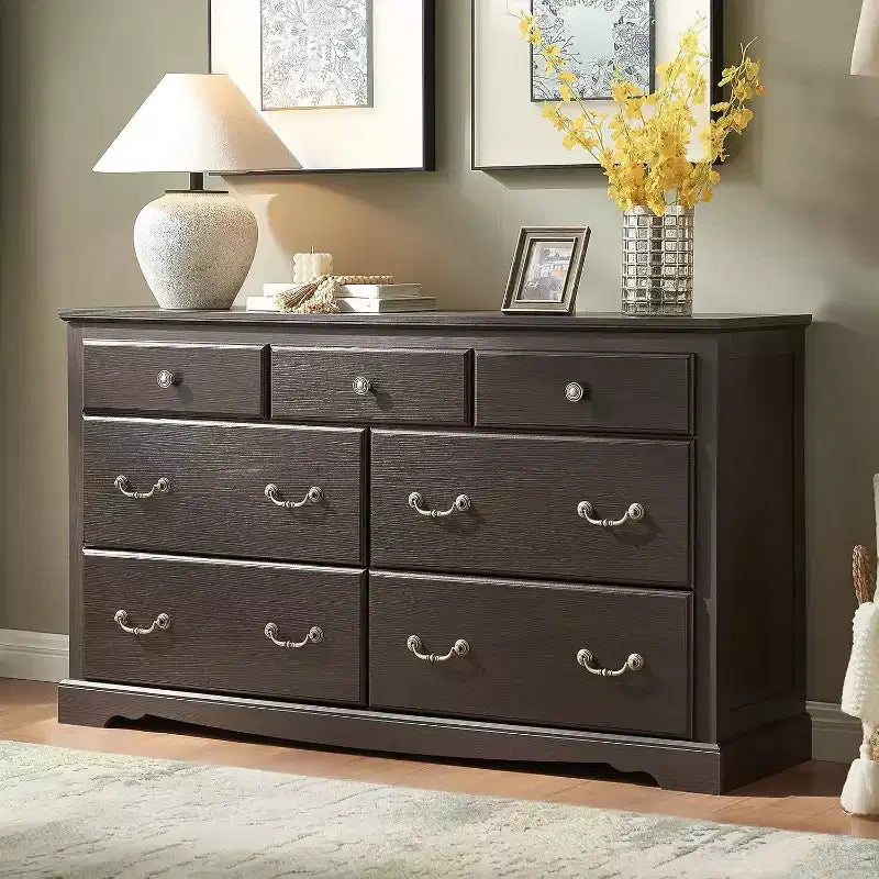 AMERLIFE Drawer Dresser, Farmhouse Chest of Drawers with Vintage Metal Handle