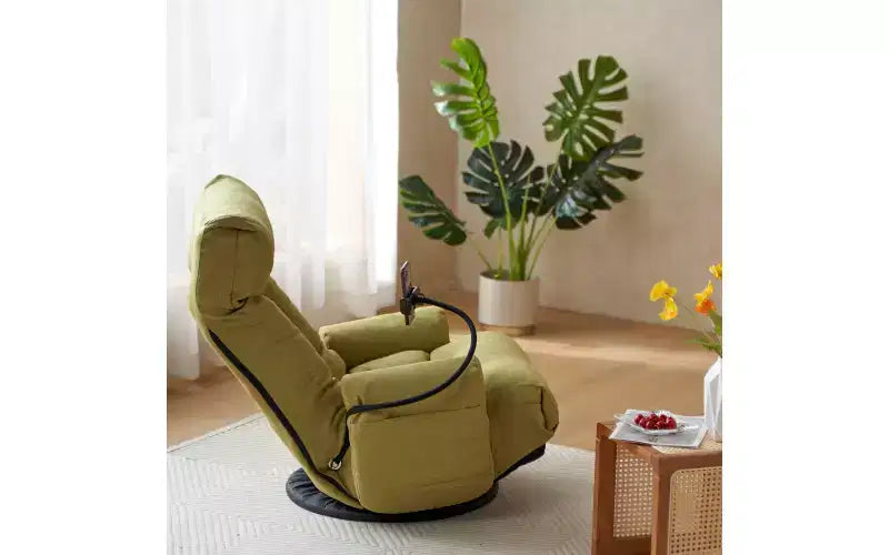 Floor Gaming Chair, Swivel Floor Lounge Chair with Armrests & Phone Holder, 5 Position Adjustable Folding Gaming Lounge Chair