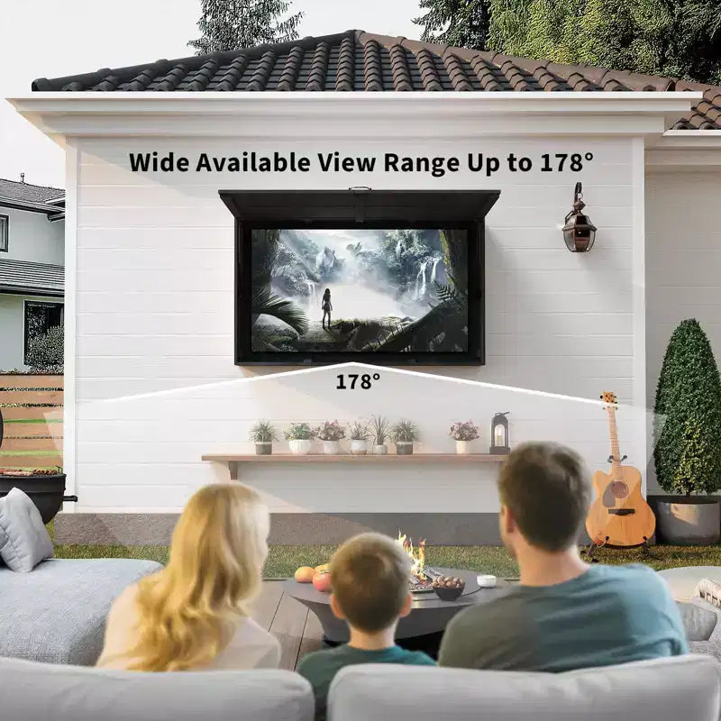 55 in Outdoor TV Enclosure, Solid Wood Weatherproof TV Cover with 4D Adjustable Mount & Fold-Up Door (Fits 44-55 in TVs)