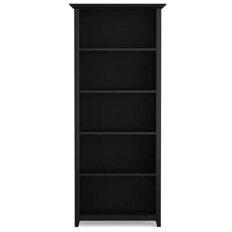 70 Five-Shelf Solid Wood Bookcase - Lacquered Pine, 4 Adjustable Shelves