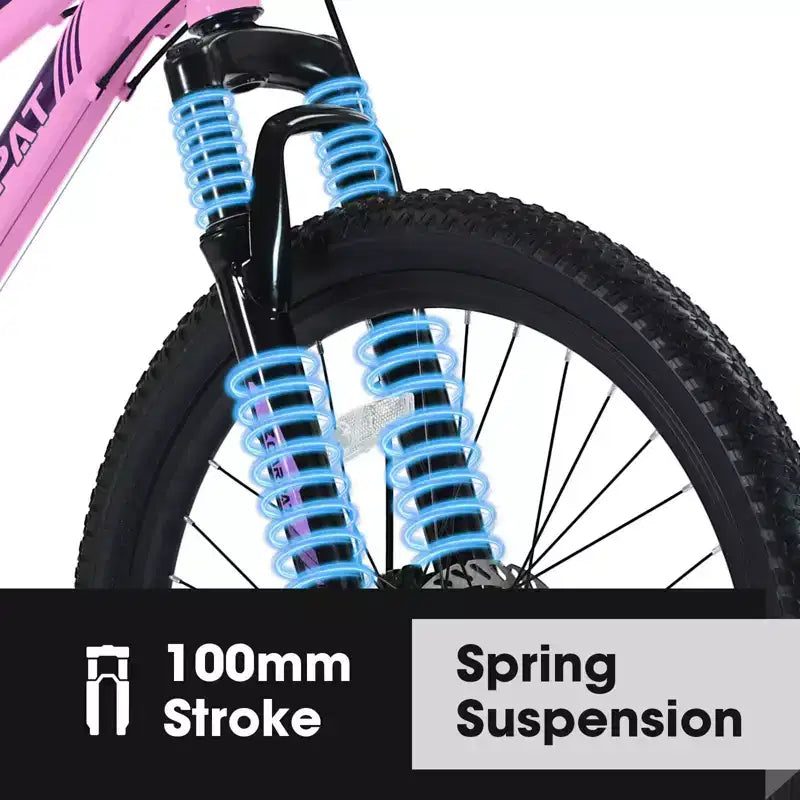 NAYSAYE Bicycle 26 Inch Mountain Bike with 21 Speed Shifter Dual Disc Brakes for Teenagers and Women, Pink, 65*24.8*37.4