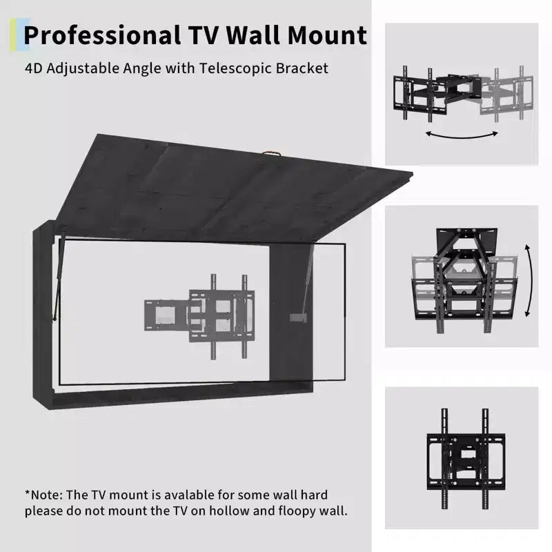 55 in Outdoor TV Enclosure, Solid Wood Weatherproof TV Cover with 4D Adjustable Mount & Fold-Up Door (Fits 44-55 in TVs)
