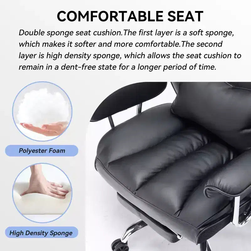 Efomao Ergonomic Desk Office Chair 400LBS, Big and Tall PU Leather Computer Chair, Executive Desk Chair with Footrest and Lumbar Support