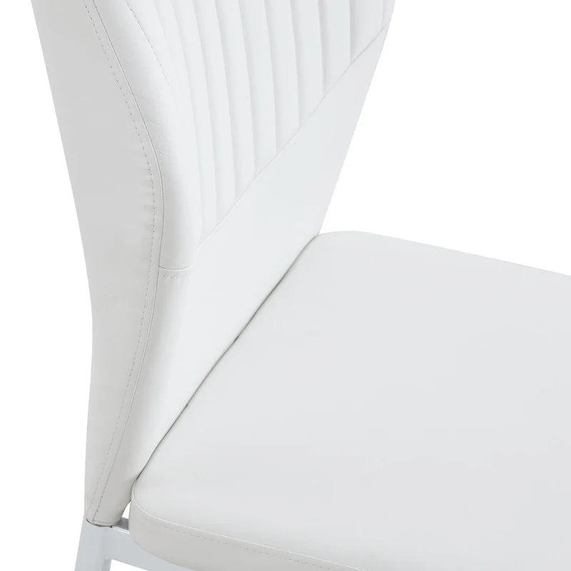 Ensemble de 6 chaises de salle à manger de luxe simples en PU haute résilience avec pieds en métal argenté, chaises d'appoint sans accoudoirs pour cuisine