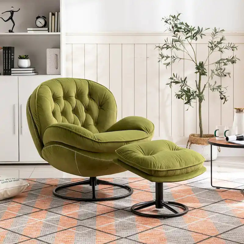 Fauteuil d'appoint avec pouf