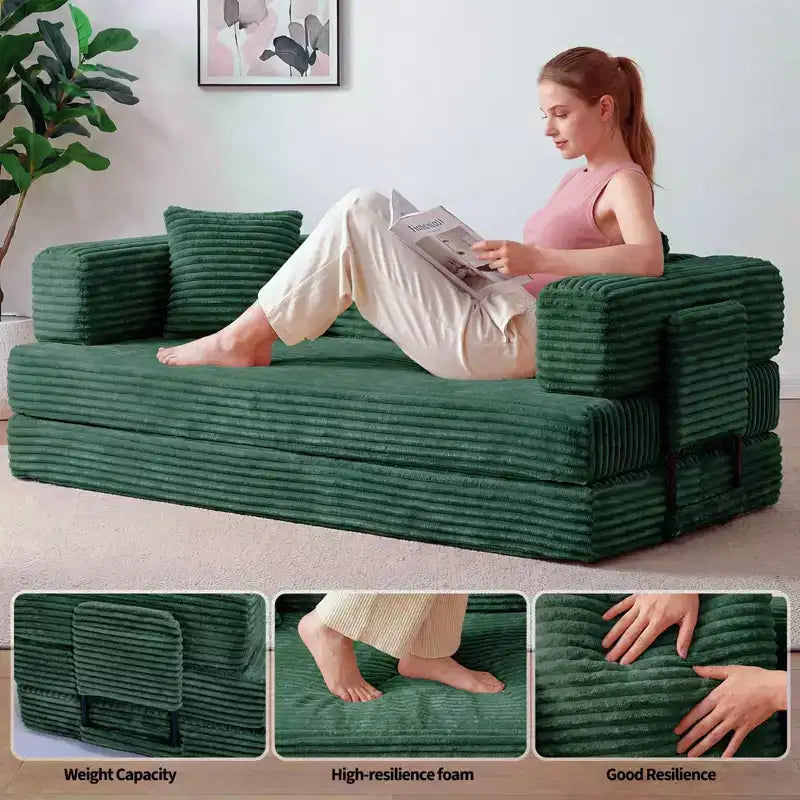 80.7 5-in-1 Convertible Sleeper Sofa Bed aï¿?Corduroy, 1200 lbs, No Assembly