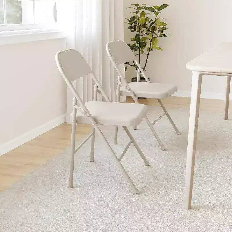 8-piece set of all-steel folding chairs with backrests, heavy-duty metal foldable dining chair set, 350 lbs capacity, suitable for indoor and outdoor