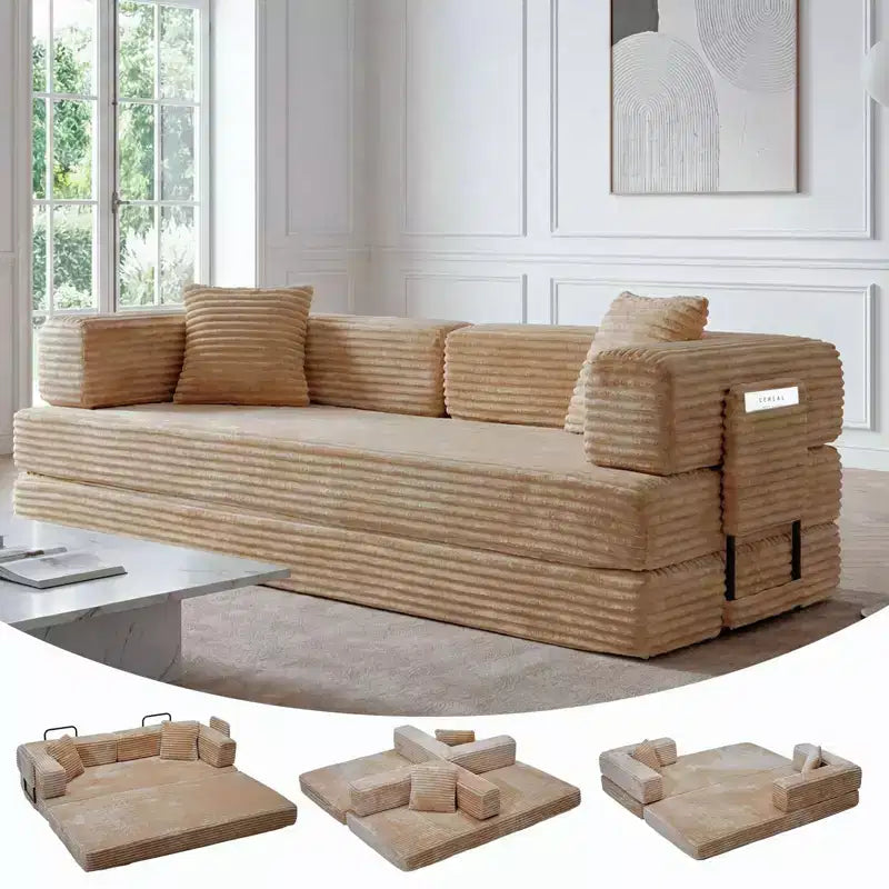 80.7 5-in-1 Convertible Sleeper Sofa Bed aï¿?Corduroy, 1200 lbs, No Assembly