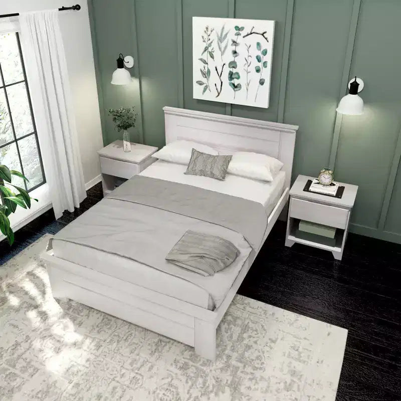 Plank+Beam Farmhouse Full Size Bed Frame with Headboard, Solid Wood Platform Bed