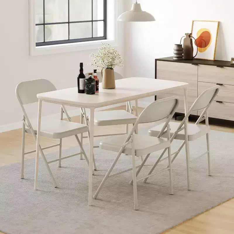 8-piece set of all-steel folding chairs with backrests, heavy-duty metal foldable dining chair set, 350 lbs capacity, suitable for indoor and outdoor