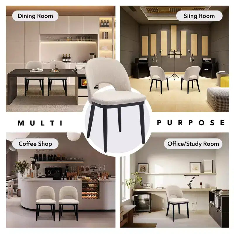 Dining Chairs Set of 4/6, Upholstered Kitchen Dining Room Chair, Linen Fabric Farmhouse Dinner Chair with Leveling Feet for Dining Room, Living Room